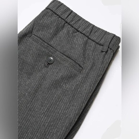 Mango - Men's Pinstripe cotton slim-fit trousers -Dark Heather Grey. Size: 36 US - Picture 14 of 16